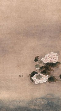 Sombra en agua de tinta china antigua de loto. Pinturas al óleo